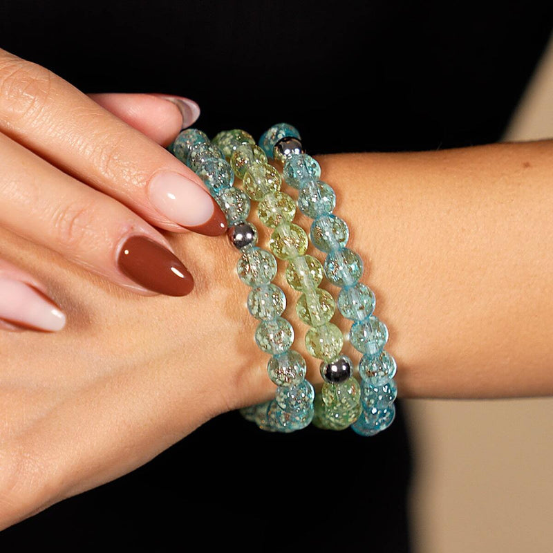 Immergrün | 925 Sterling Silber | Glühwürmchen-Glasarmband