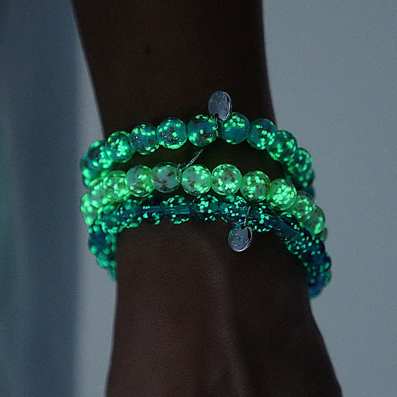 Indigo | 925er Sterlingsilber | Glühwürmchen-Glasarmband