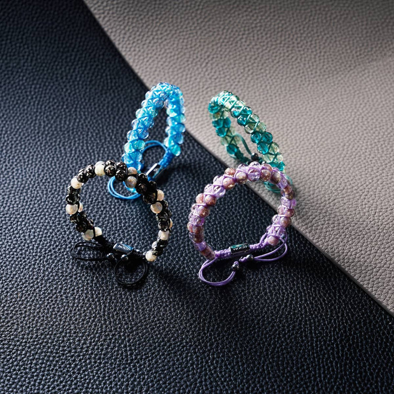 Indigo-Gletscher | Indigo x Arktisblau | Doppeltes Glühwürmchen-Glasarmband