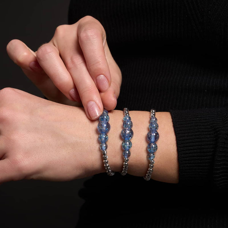 Indigo | Silber | Firefly Glas Kaskadenarmband
