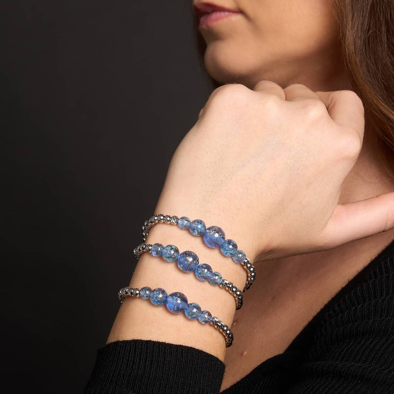 Indigo | Silber | Firefly Glas Kaskadenarmband