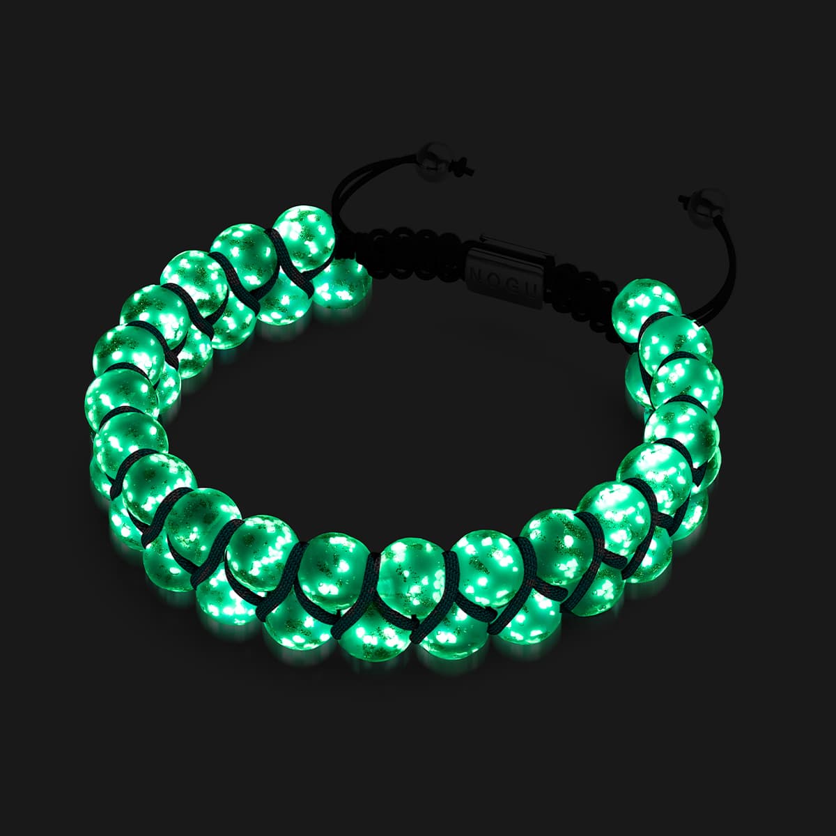 In die Wolken | Himmelblau x Elfenbein | Doppeltes Glühwürmchen-Glasarmband