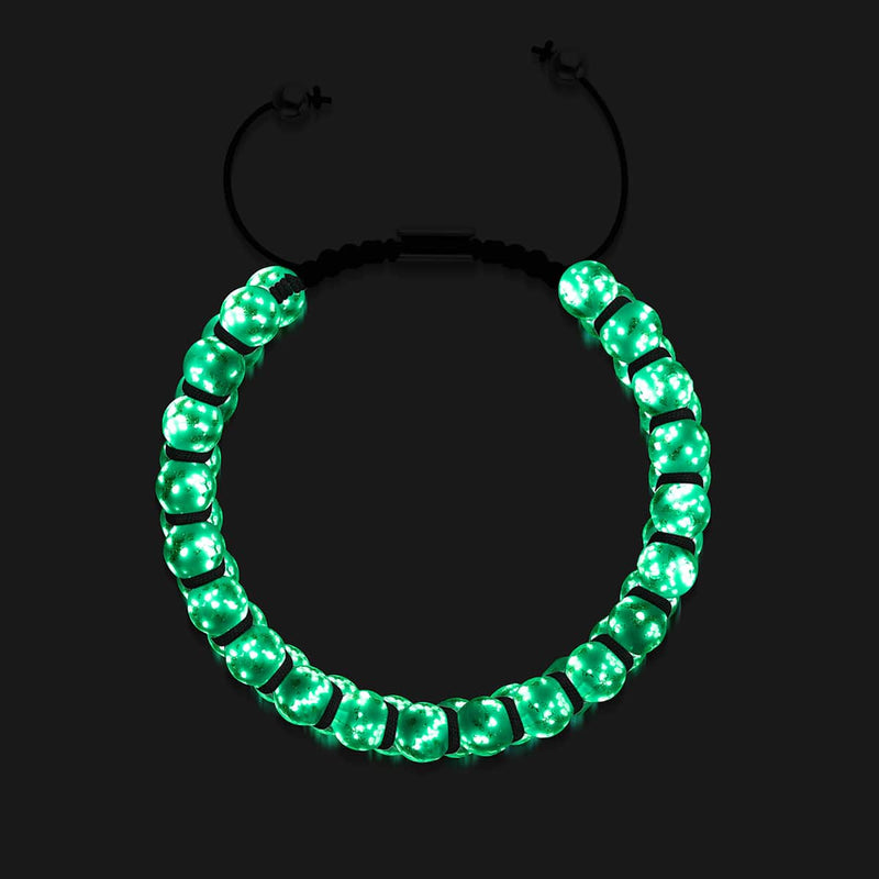 In die Wolken | Himmelblau x Elfenbein | Doppeltes Glühwürmchen-Glasarmband