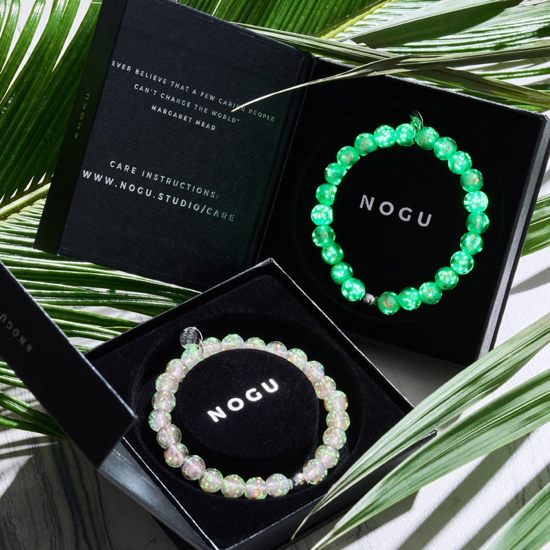 Kiwi | 925 Sterling Silber | Glühwürmchen-Glasarmband