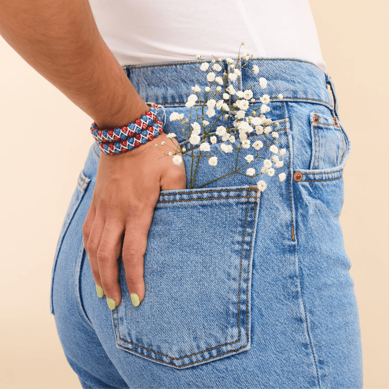 Land der Freien | Kobalt x Purpur | Doppeltes Glühwürmchen-Glasarmband