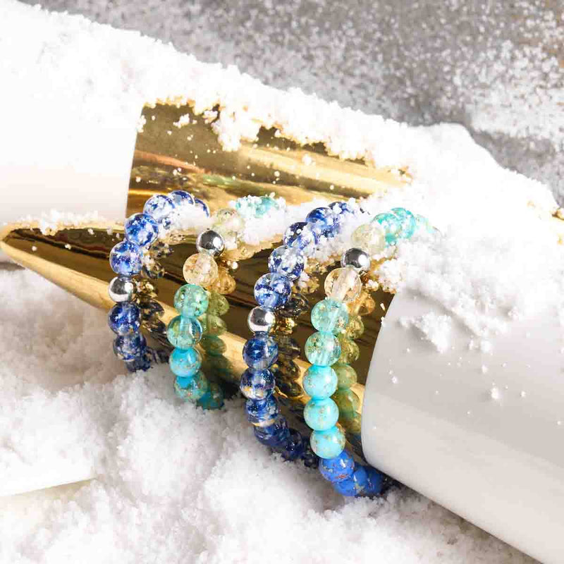 Lapisflamme | 925er Sterlingsilber | Glühwürmchen-Glasarmband