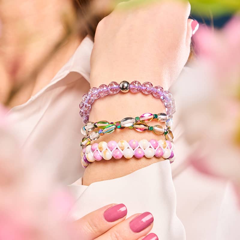 Flieder | 925 Sterling Silber | Glühwürmchen-Glasarmband