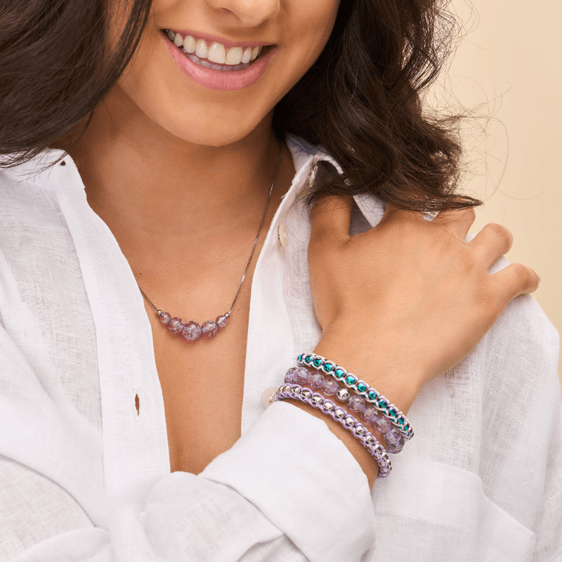 Flieder | 925 Sterling Silber | Glühwürmchen-Glasarmband