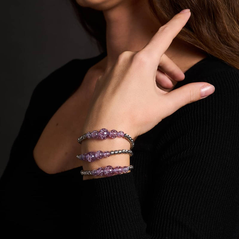 Lila | Silber | Firefly Glaskaskadenarmband