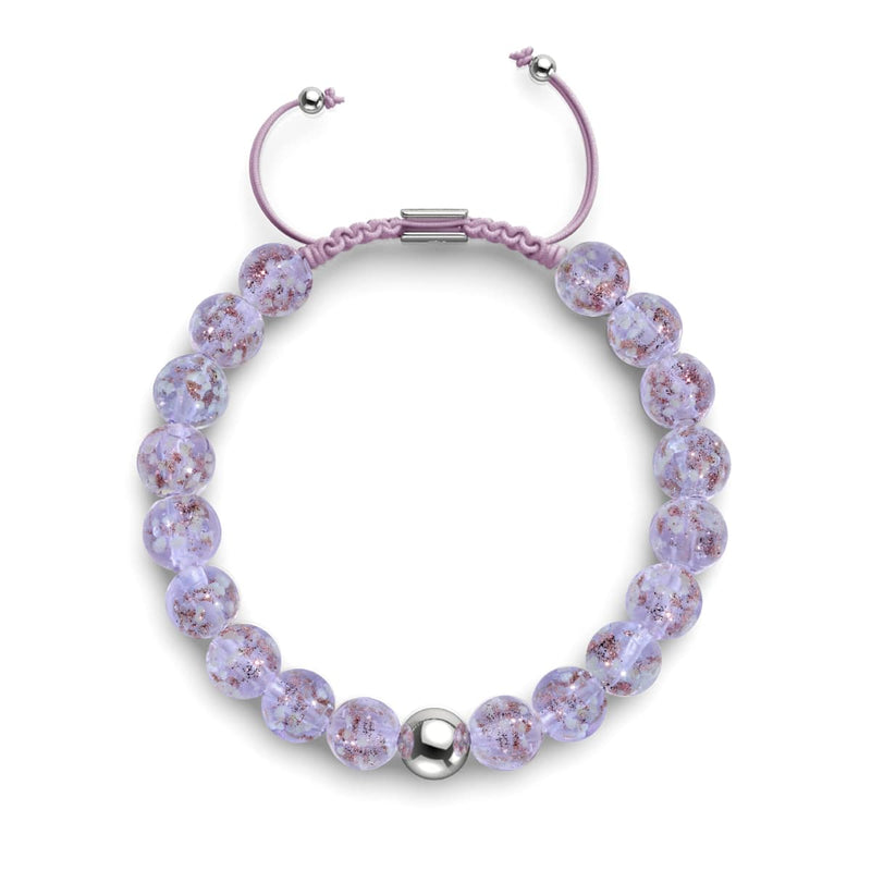 Lila | Silber | Glühwürmchen-Glas-Makramee-Armband