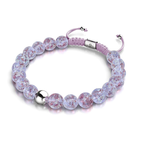 Lila | Silber | Glühwürmchen-Glas-Makramee-Armband