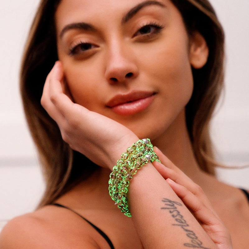 Merlot | 925er Sterlingsilber | Glühwürmchen-Glasarmband