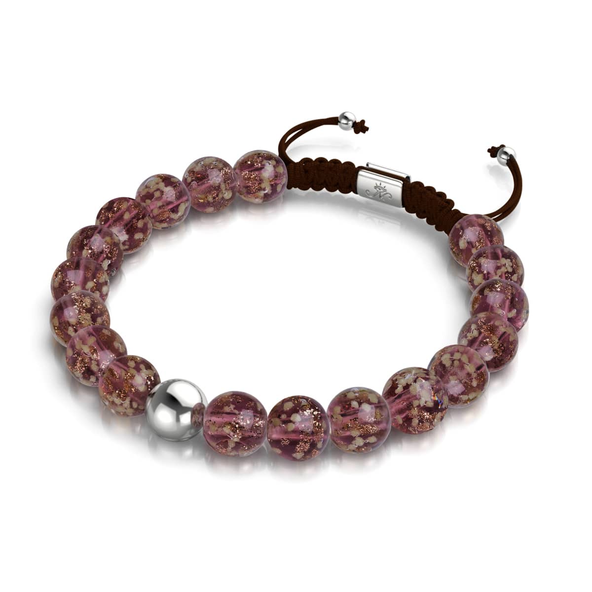 Merlot | Silber | Glühwürmchen-Glas-Makramee-Armband