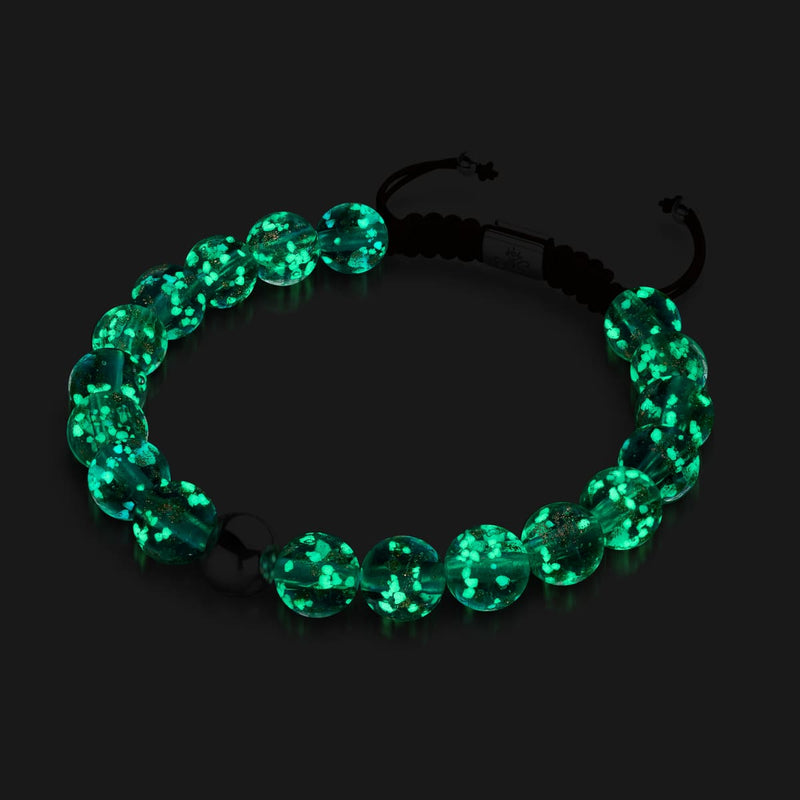 Merlot | Silber | Glühwürmchen-Glas-Makramee-Armband