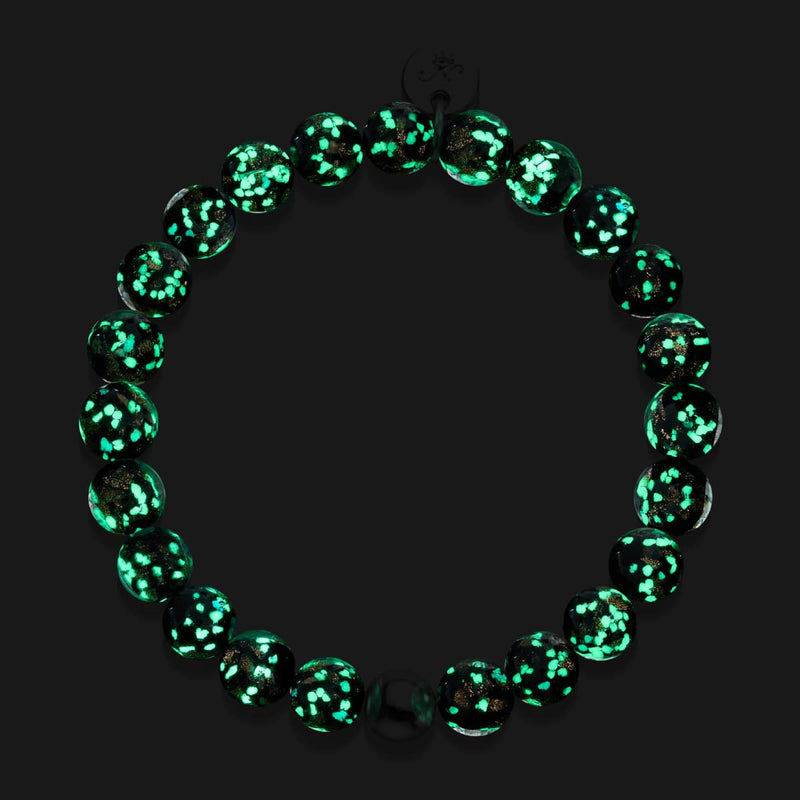 Obsidian | 925er Sterlingsilber | Glühwürmchen-Glasarmband