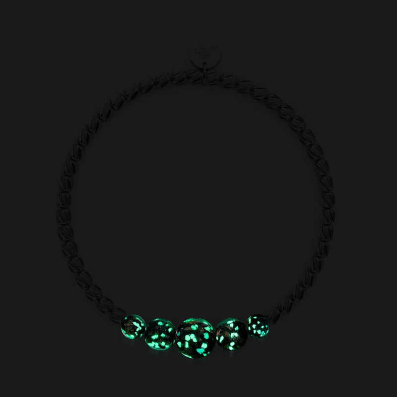 Obsidian | Silber | Glühwürmchen-Glas-Kaskadenarmband