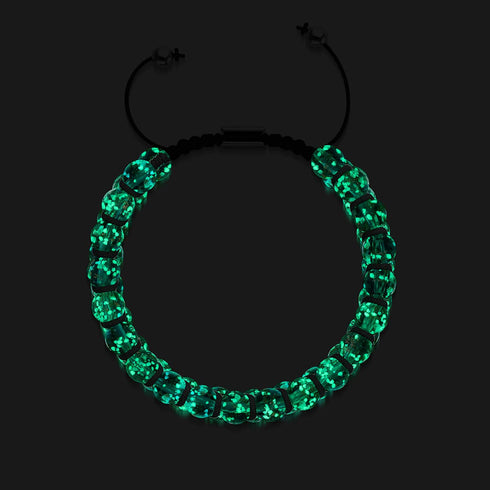 Ozeanspray | Blaugrün x Immergrün | Doppeltes Glühwürmchen-Glasarmband