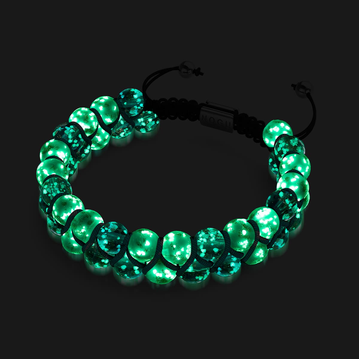 Lila Felder | Immergrün x Flieder | Doppeltes Glühwürmchen-Glasarmband