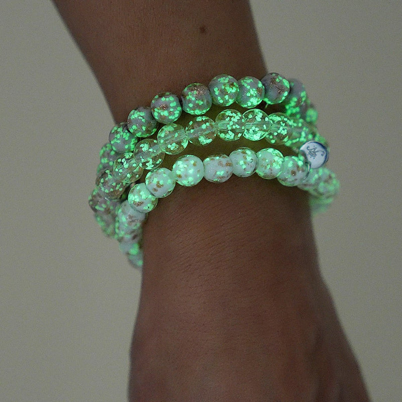 Rosenwasser | 925er Sterlingsilber | Glühwürmchen-Glasarmband