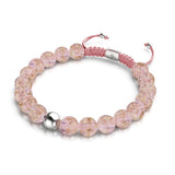 Rosenwasser | Silber | Glühwürmchen-Glas-Makramee-Armband