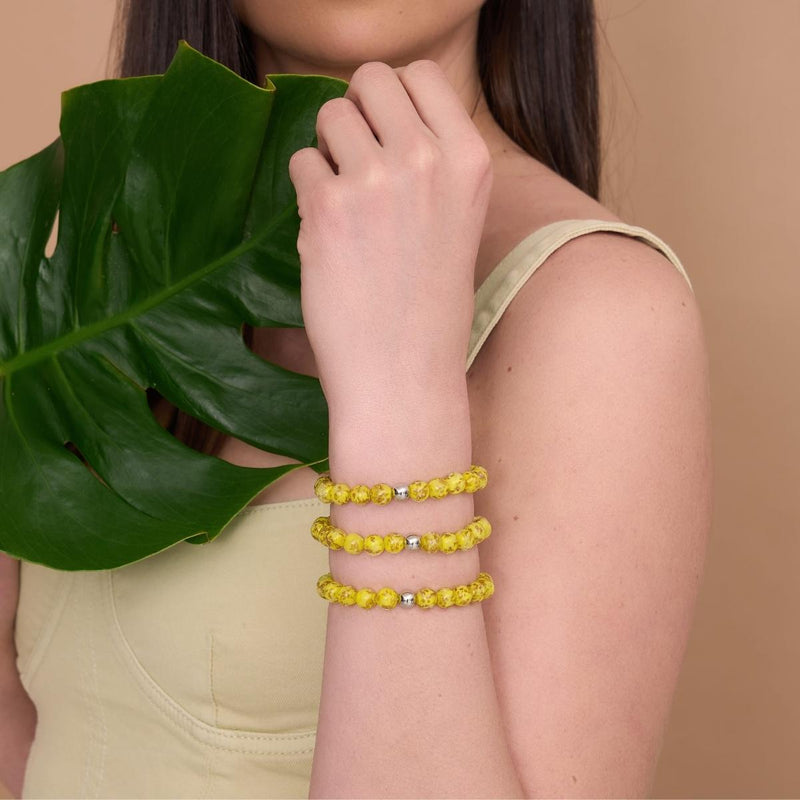 Safran | 925er Sterlingsilber | Glühwürmchen-Glasarmband