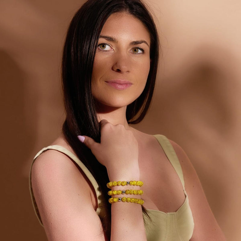 Safran | 925er Sterlingsilber | Glühwürmchen-Glasarmband