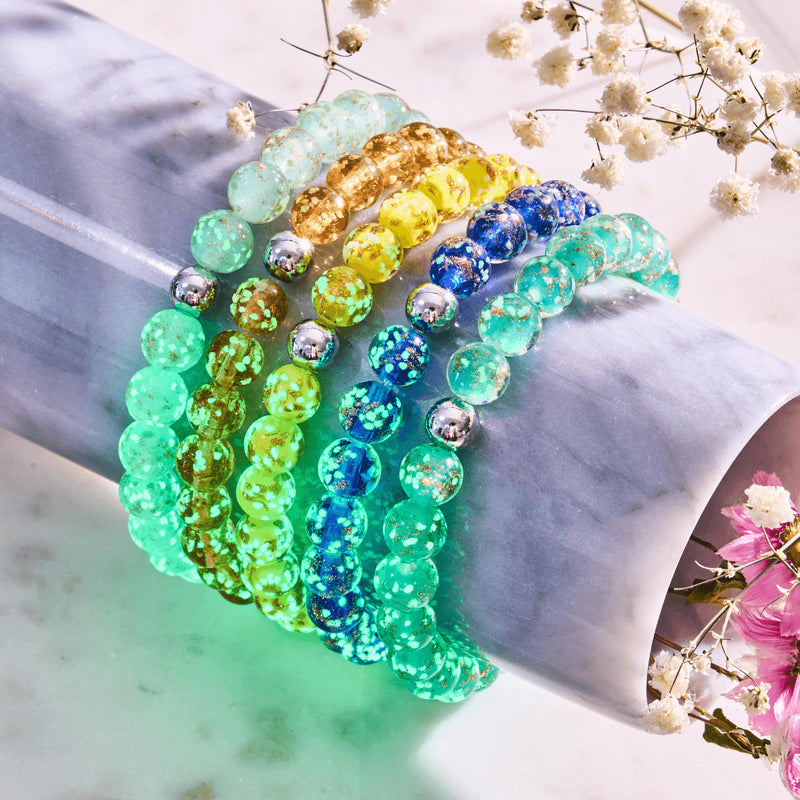 Saphir | 925er Sterlingsilber | Glühwürmchen-Glasarmband