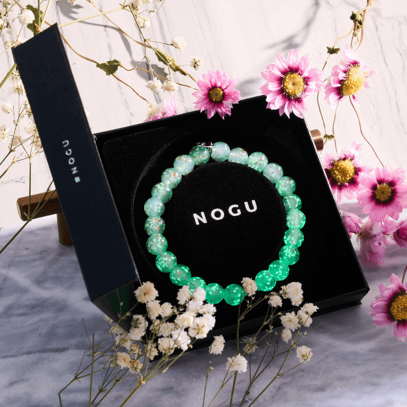 Sukkulente | 925er Sterlingsilber | Glühwürmchen-Glasarmband