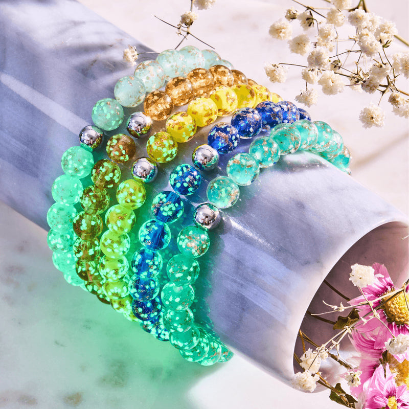 Sukkulente | 925er Sterlingsilber | Glühwürmchen-Glasarmband