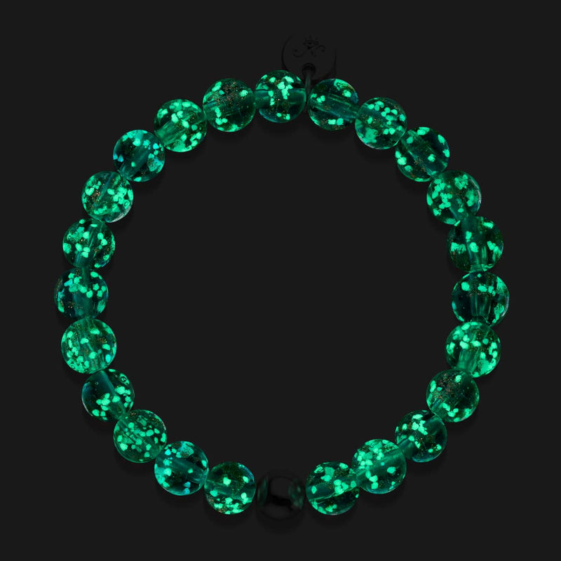 Blaugrün | 925er Sterlingsilber | Glühwürmchen-Glasarmband