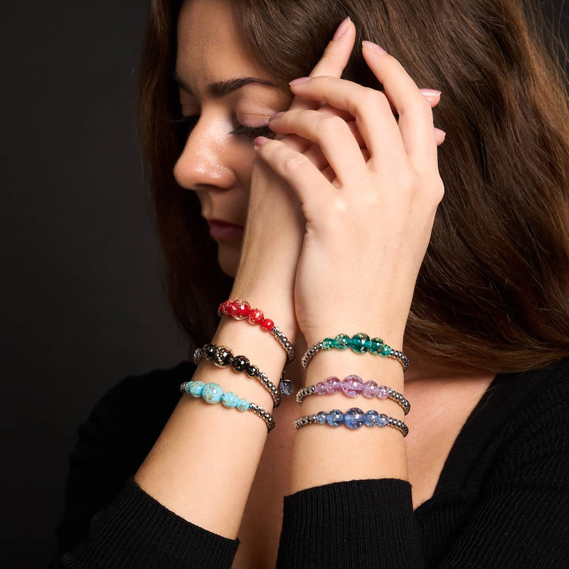 Blaugrün | Silber | Firefly Glas Kaskadenarmband