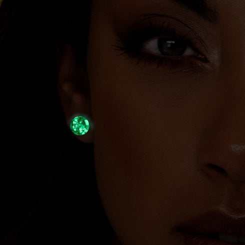 Alabaster | 925er Sterlingsilber | Glühwürmchen-Glas-Ohrstecker