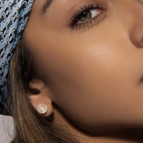 Alabaster | 925er Sterlingsilber | Glühwürmchen-Glas-Ohrstecker