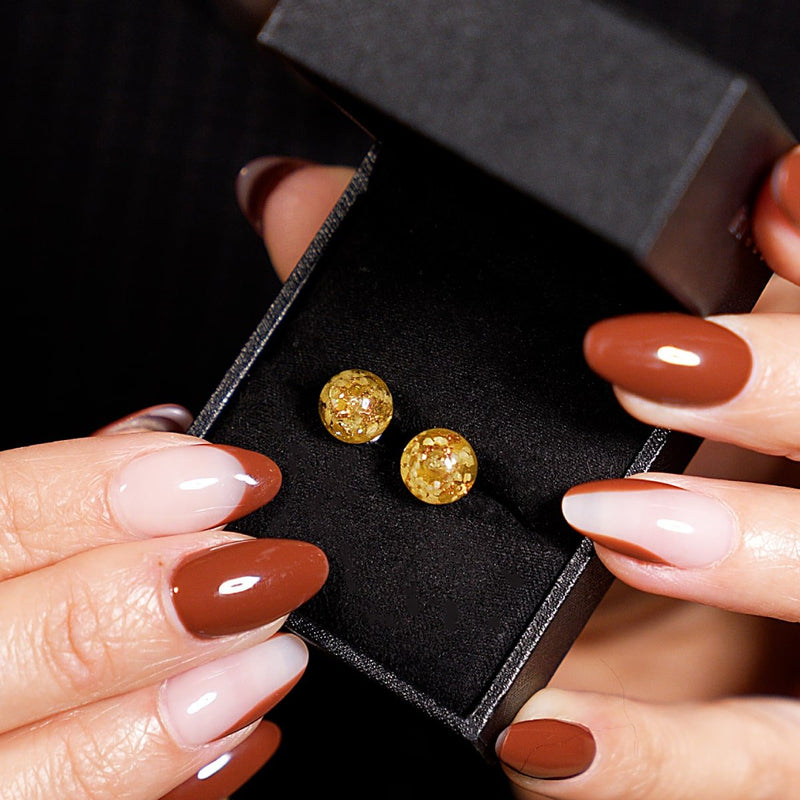 Bernstein | 925er Sterlingsilber | Glühwürmchen-Glas-Ohrstecker