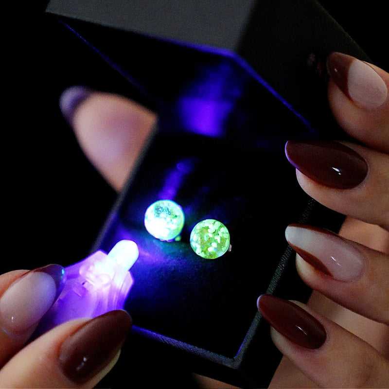 Bernstein | 925er Sterlingsilber | Glühwürmchen-Glas-Ohrstecker