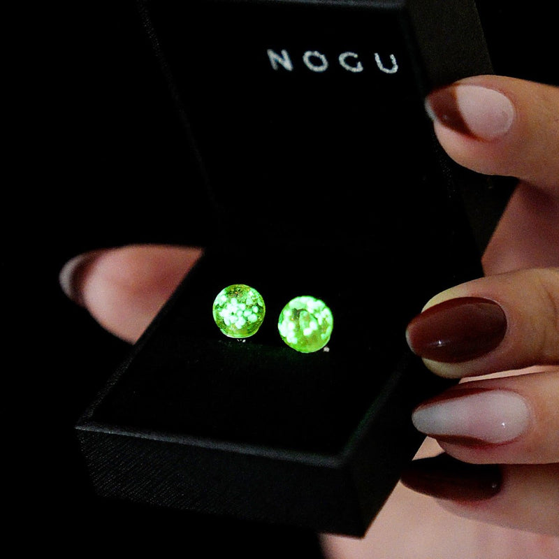 Bernstein | 925er Sterlingsilber | Glühwürmchen-Glas-Ohrstecker