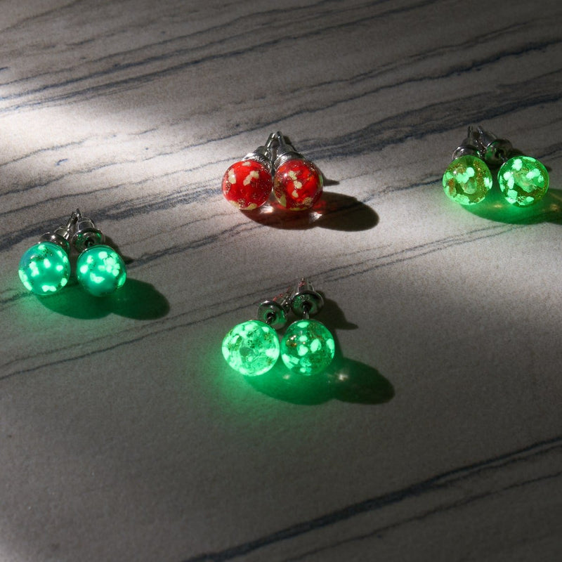 Bernstein | 925er Sterlingsilber | Mini-Glühwürmchen-Ohrstecker aus Glas