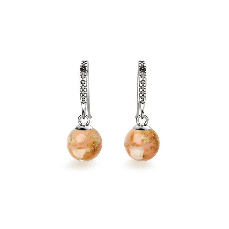 Aprikose | 925er Sterlingsilber | Glühwürmchen-Glas-Huggie-Ohrringe