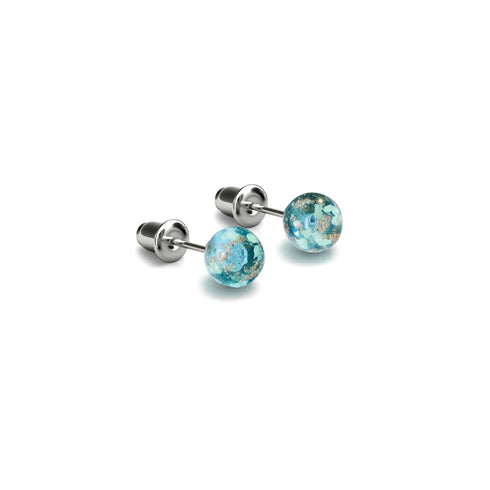 Arktisblau | 925er Sterlingsilber | Mini-Glühwürmchen-Ohrstecker aus Glas