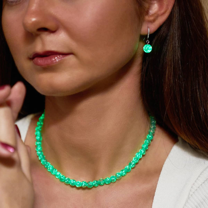 Kaktus | 925er Sterlingsilber | Glühwürmchen-Glas-Huggie-Ohrringe