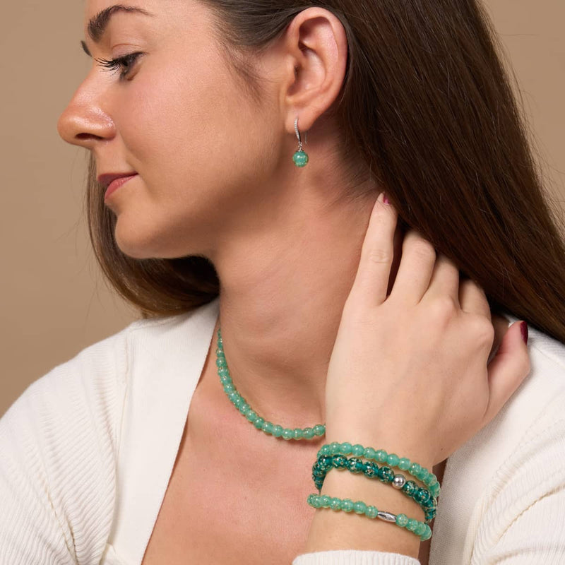 Kaktus | 925er Sterlingsilber | Glühwürmchen-Glas-Huggie-Ohrringe