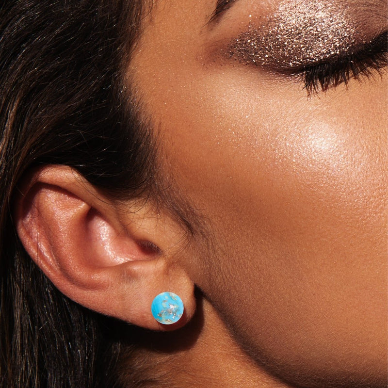 Himmelblau | 925er Sterlingsilber | Glühwürmchen-Glas-Ohrstecker