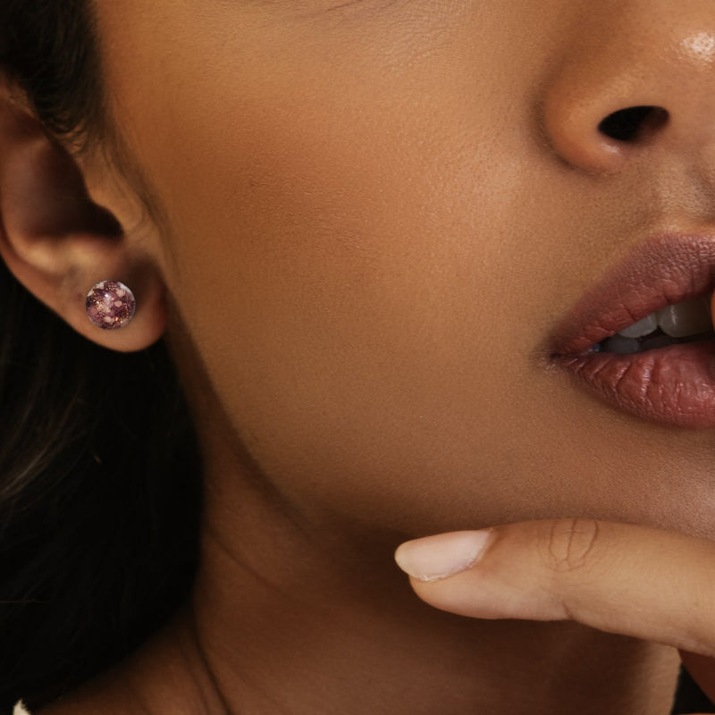 Schokolade | 925er Sterlingsilber | Glühwürmchen-Ohrstecker aus Glas