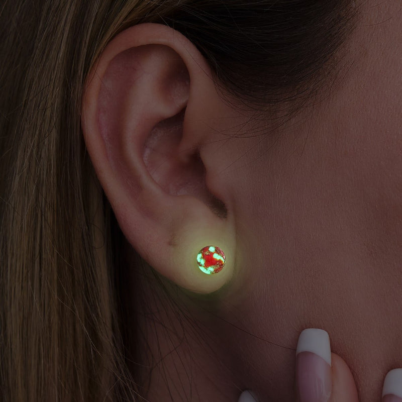 Purpurrot | 925 Sterling Silber | Mini-Glühwürmchen-Ohrstecker aus Glas