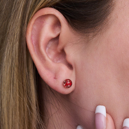 Purpurrot | 925 Sterling Silber | Mini-Glühwürmchen-Ohrstecker aus Glas