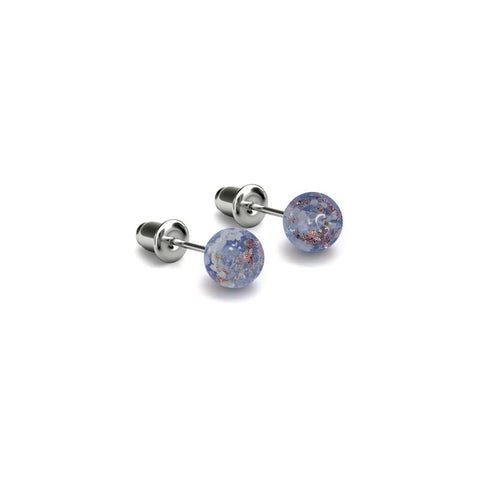 Indigo | 925er Sterlingsilber | Mini-Glühwürmchen-Ohrstecker aus Glas