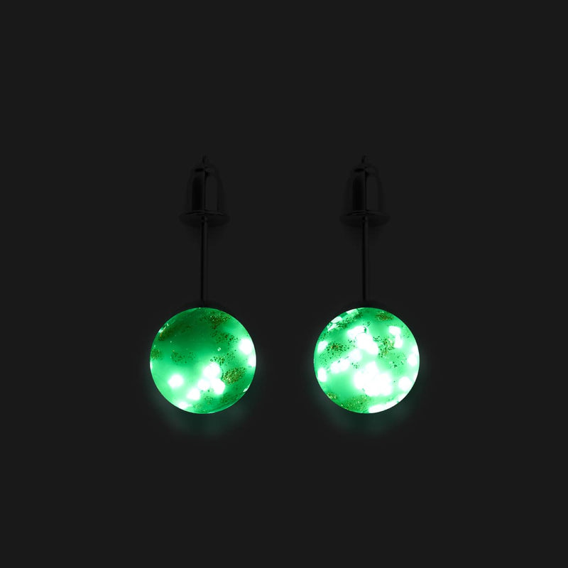 Elfenbein | 925er Sterlingsilber | Glühwürmchen-Ohrstecker aus Glas