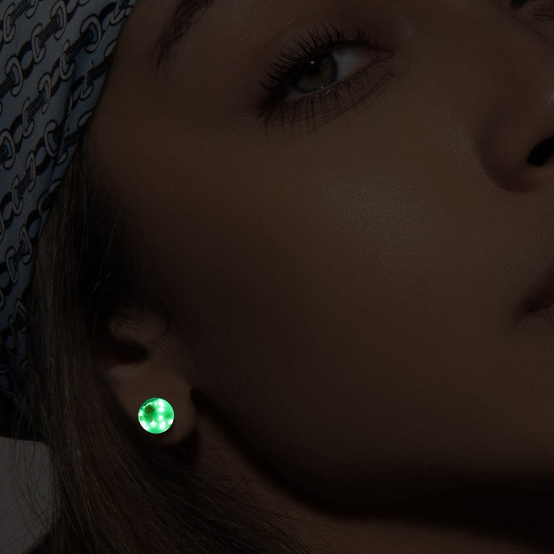 Elfenbein | 925er Sterlingsilber | Glühwürmchen-Ohrstecker aus Glas