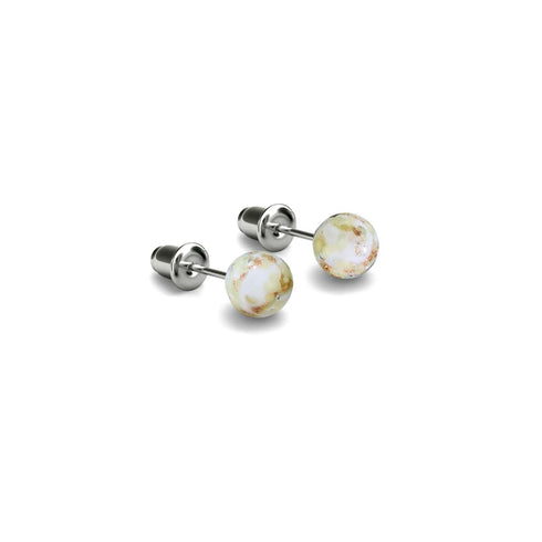 Elfenbein | 925er Sterlingsilber | Mini-Glühwürmchen-Ohrstecker aus Glas