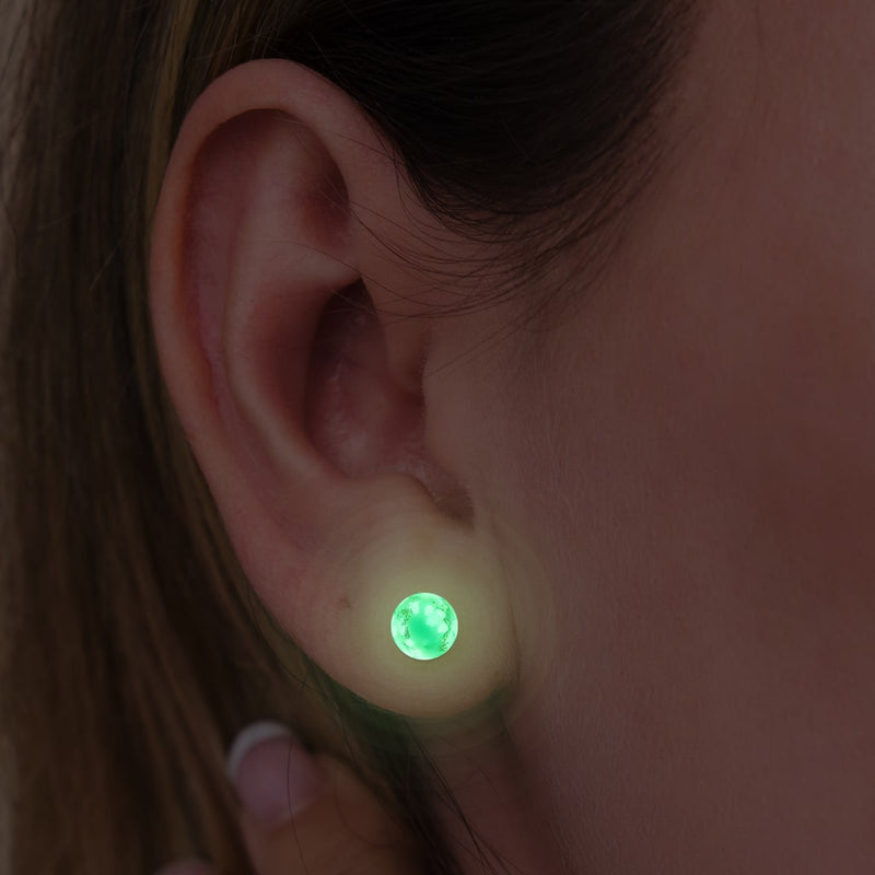 Elfenbein | 925er Sterlingsilber | Mini-Glühwürmchen-Ohrstecker aus Glas